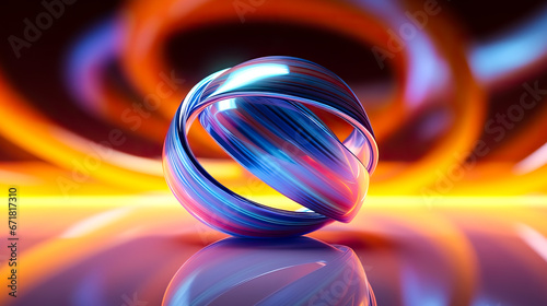 abstract interlocked circle ball with colorful background