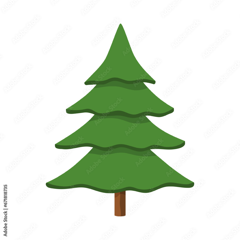 Evergreen coniferous tree spruce. Isolated forest pine tree. Cartoon flat style. Symbol of Christmas and New Year. Vector illustration. Evergreen coniferous tree spruce. Isolated forest pine tree. Cartoon flat style. Symbol of Christmas and New Year. Vector illustration.
