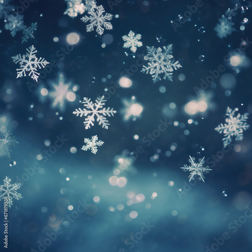 Snowflakes on a blue background. Christmas and New Year background.