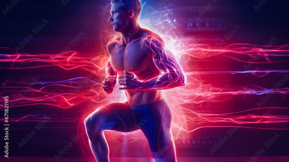 Man running for cardiovascular health prevention. Man running for cardiovascular health prevention.