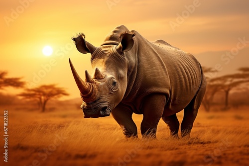 impressive rhinoceros in the African savannah. © Jorge Ferreiro