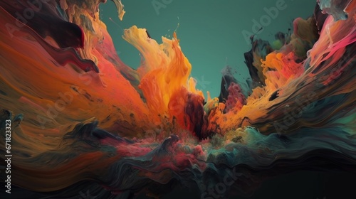 Abstract landscape piece colorful acrylic painting wallpaper image AI generated art