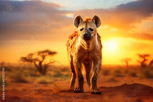 carnivorous hyena in the African savanna