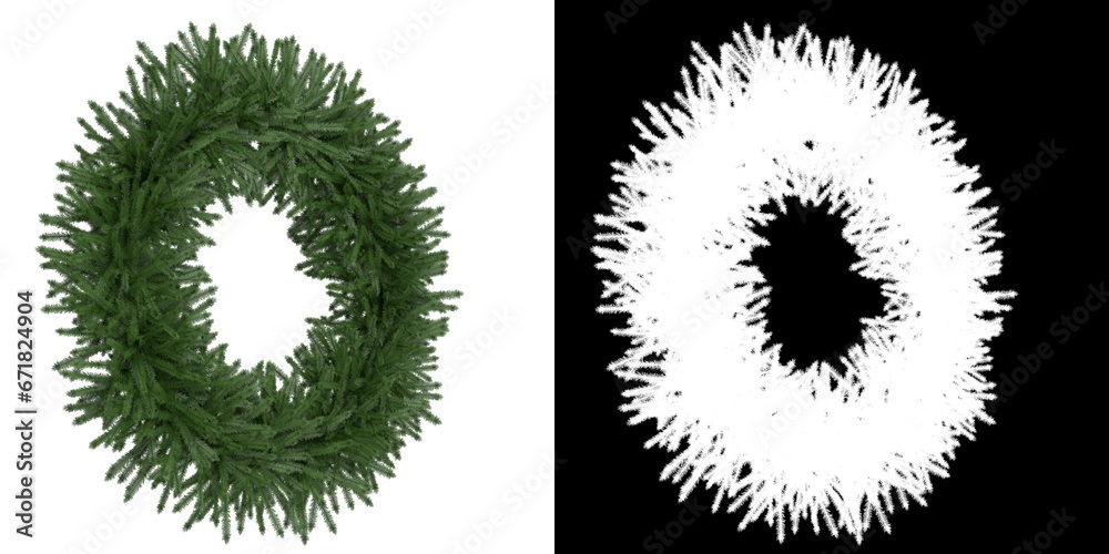 3D rendering illustration of a basic wreath for decorations 3D rendering illustration of a basic wreath for decorations