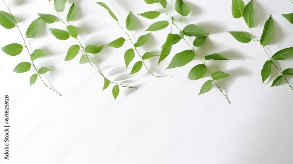 Shadows of leaves on the wall background - generative ai Shadows of leaves on the wall background - generative ai
