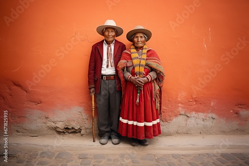 native couple peruvian man wearing traditional dress