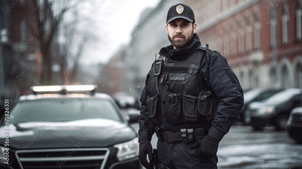 Fototapeta premium Police officer in the street