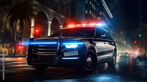 Police car with flashing strobes in the night © Kondor83
