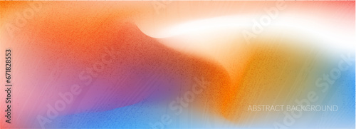 Abstract warm light noise vector gradient background. Blue orange fluid pattern with grain texture. Vibrant color holographic design. Multicolor paint wallpaper, spectrum noisy horizontal template