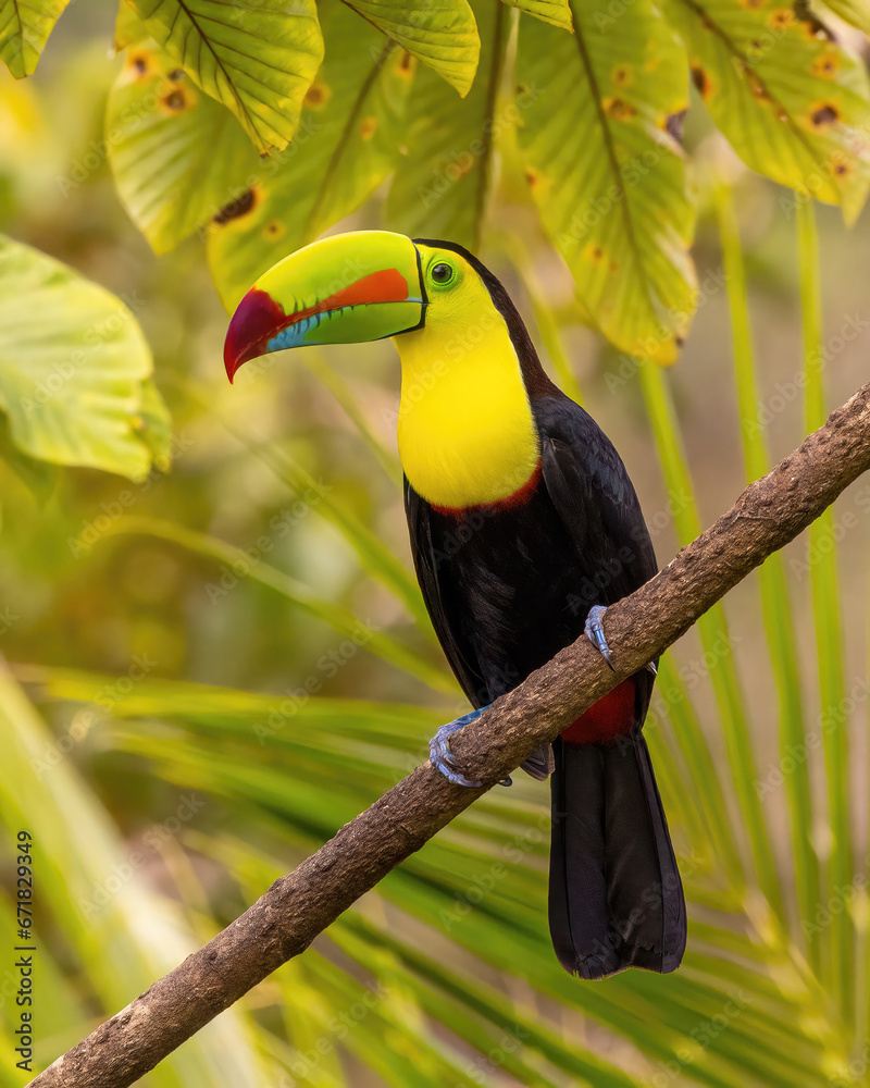 Fototapeta premium Keel-Billed Toucan Perched on Branch