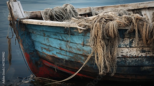Wallpaper Mural hardwood fishing boat with stern ropes Torontodigital.ca