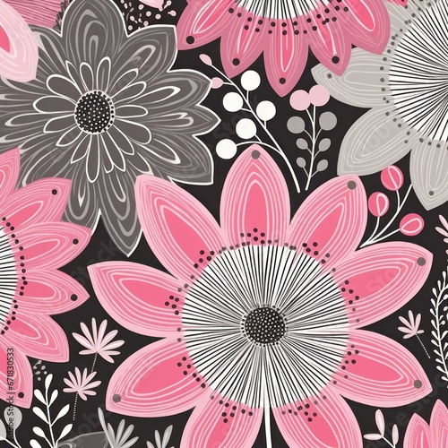 Delve into the visual appeal of the pink and grey Petite Prettiness pattern.