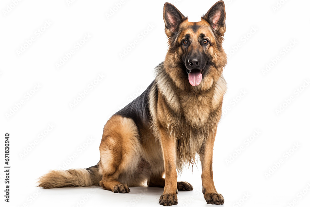 German shepherd breed dog on white background