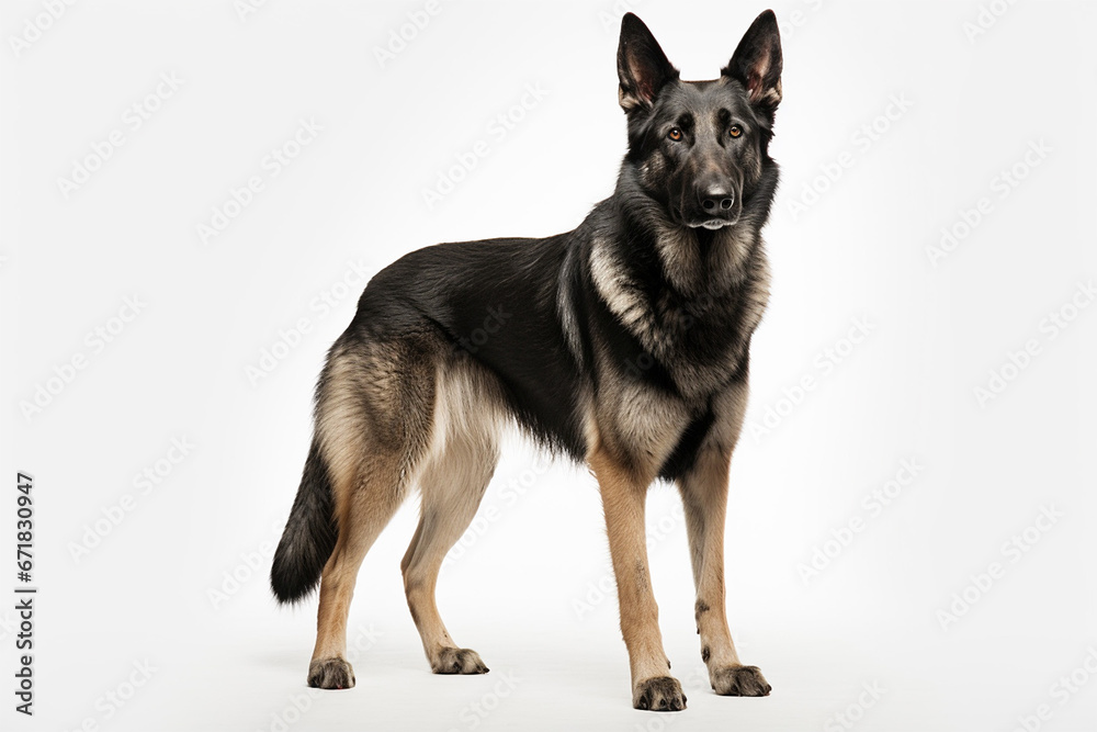 German shepherd breed dog on white background