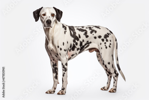 Dalmatian breed dog on white background