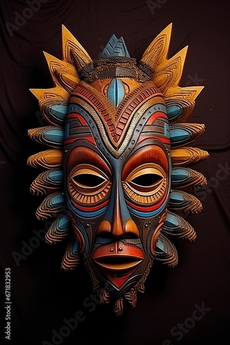 mask of indigenous tribes with very vibrant colors
