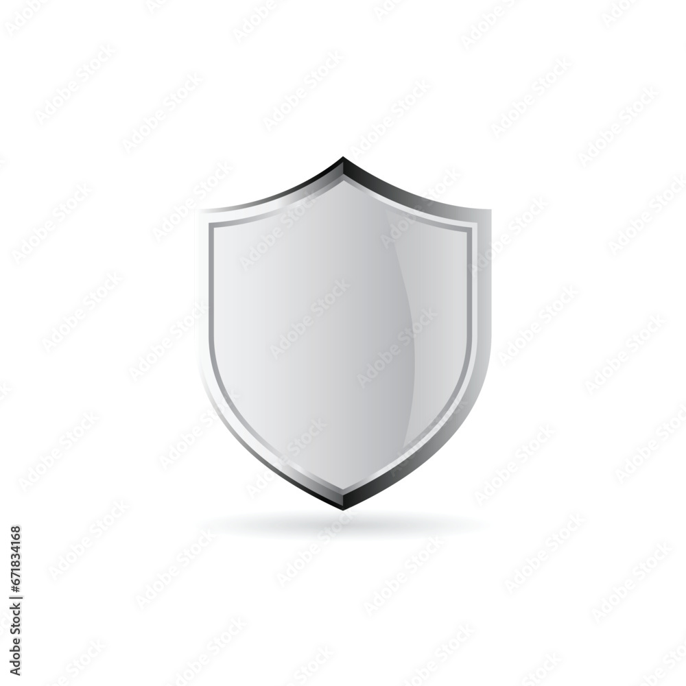 Shield Shape with Silver Gradient. Sheild security and guarantee symbol vector design element Shield Shape with Silver Gradient. Sheild security and guarantee symbol vector design element