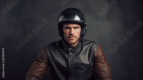 young man with a helmet on a motorcycle
