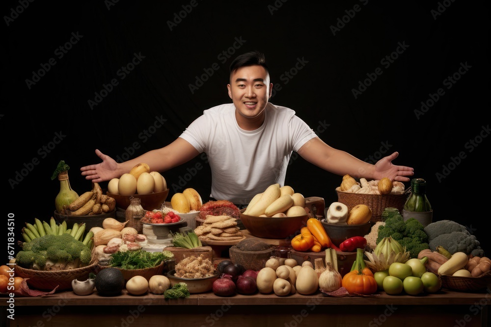 Fototapeta premium Asian Male Nutritionist Employee Lifestyle Backdrop Generative AI