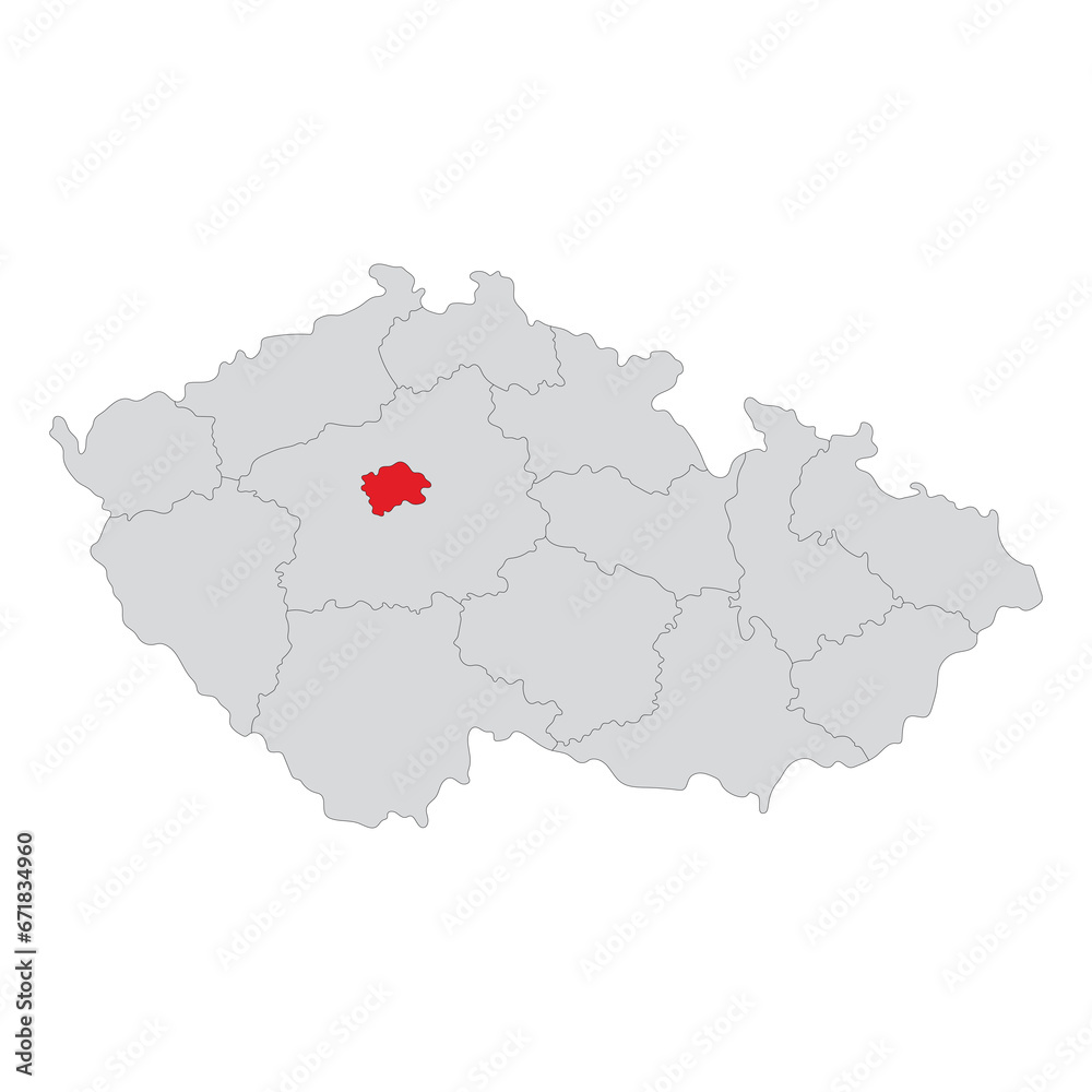Map of Czech Republic with Prague a capital city