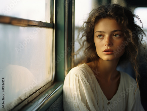 Beautiful young woman in a bus Free Download Beautiful young woman in a bus - GFXLoad