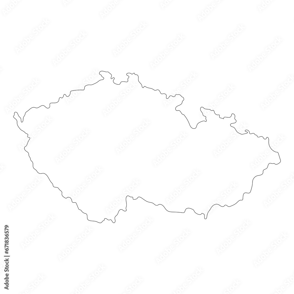 Czechia map. Map of Czech Republic in white color