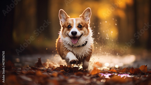 Obraz na płótnie Uroczy pies corgi w salonie