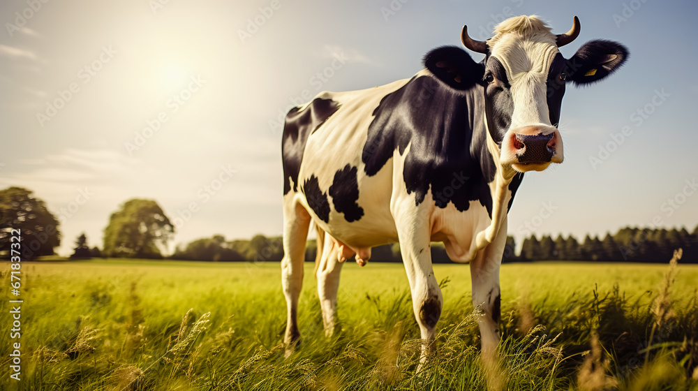 Cow on the lawn. Spotted cow grazing on beautiful green meadow. holstein cow, resting in a meadow. Black and white cow, eco farming in Netherlands. Cow on the lawn. Spotted cow grazing on beautiful green meadow. holstein cow, resting in a meadow. Black and white cow, eco farming in Netherlands.