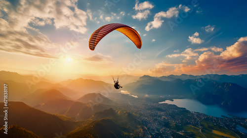 Paragliding in the sky.