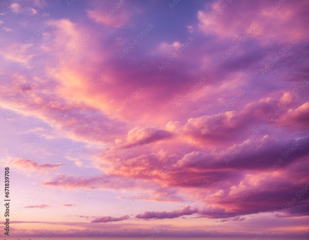sunset in the sky clouds with purple color