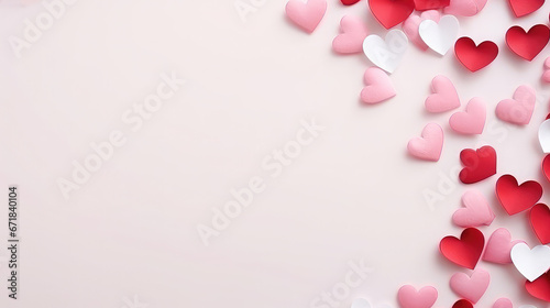 Pink Valentines day style background with hearts and copy space © Natalia
