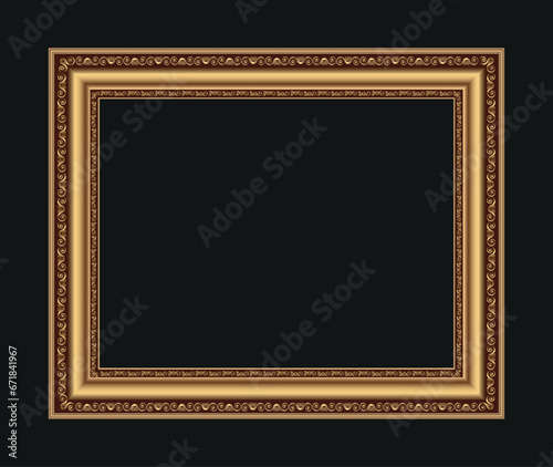 Golden antique frame for your picture. Vector illustration.