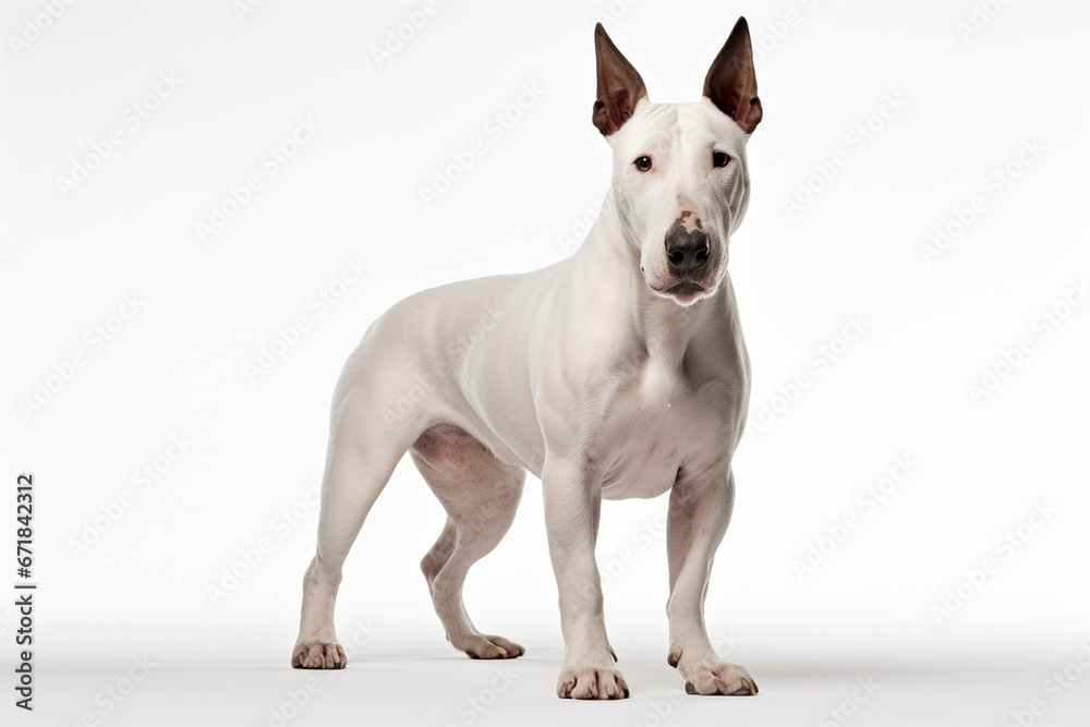 bull terrier breed dog with white background