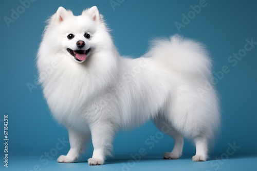 spitz breed dog with white background