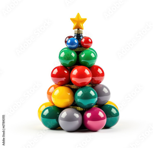 Beautiful decorated snowed in christmas tree on white Generative AI technology