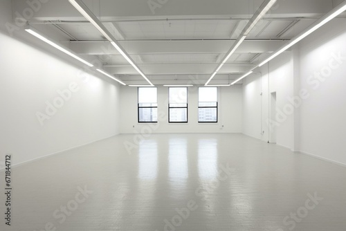 A vacant  bright space with blank walls and minimal decor. Generative AI