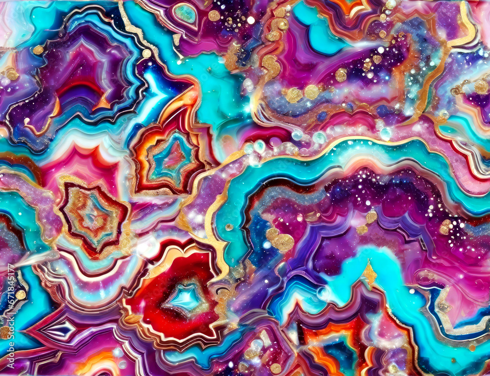 Seamless colorful abstract agate texture pattern wallpaper design. Generative ai