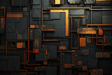Intricate Geometric Wall Art with Dark Tones and Copper Accents