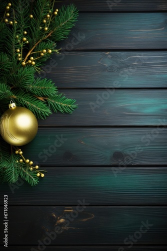 christmas background with fir branches and decorations