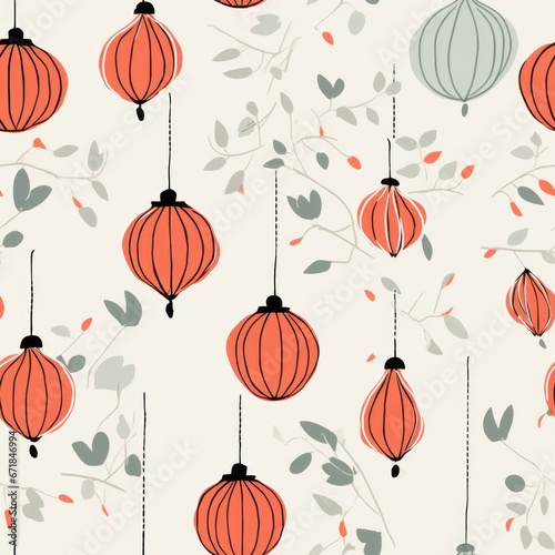 Pattern of Chinese New Year lanterns, pastel colours, bright background
