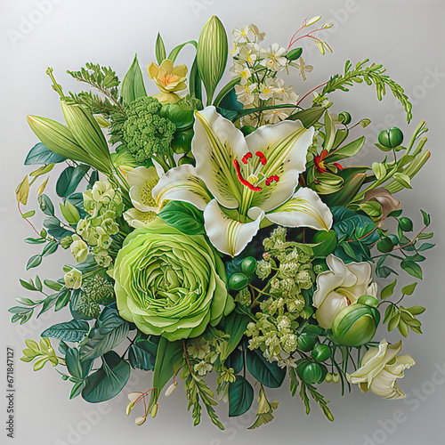 Wedding bouquet of green flowers.