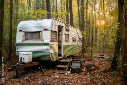 camping trailer in North Carolina. Generative AI