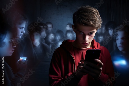 teenager being cyberbullied on a smart phone