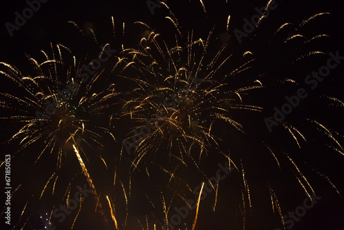 Beautiful Holiday background of golden fireworks