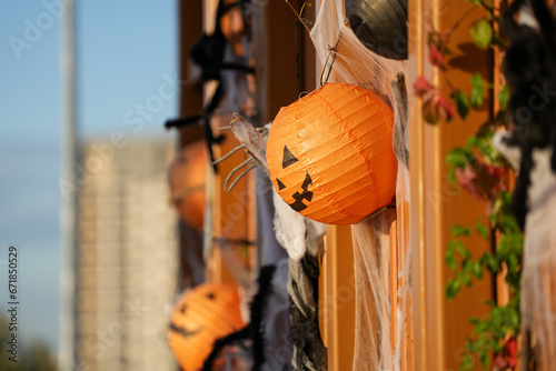 Halloween decoration. scary holiday. natural Halloween decor. details.