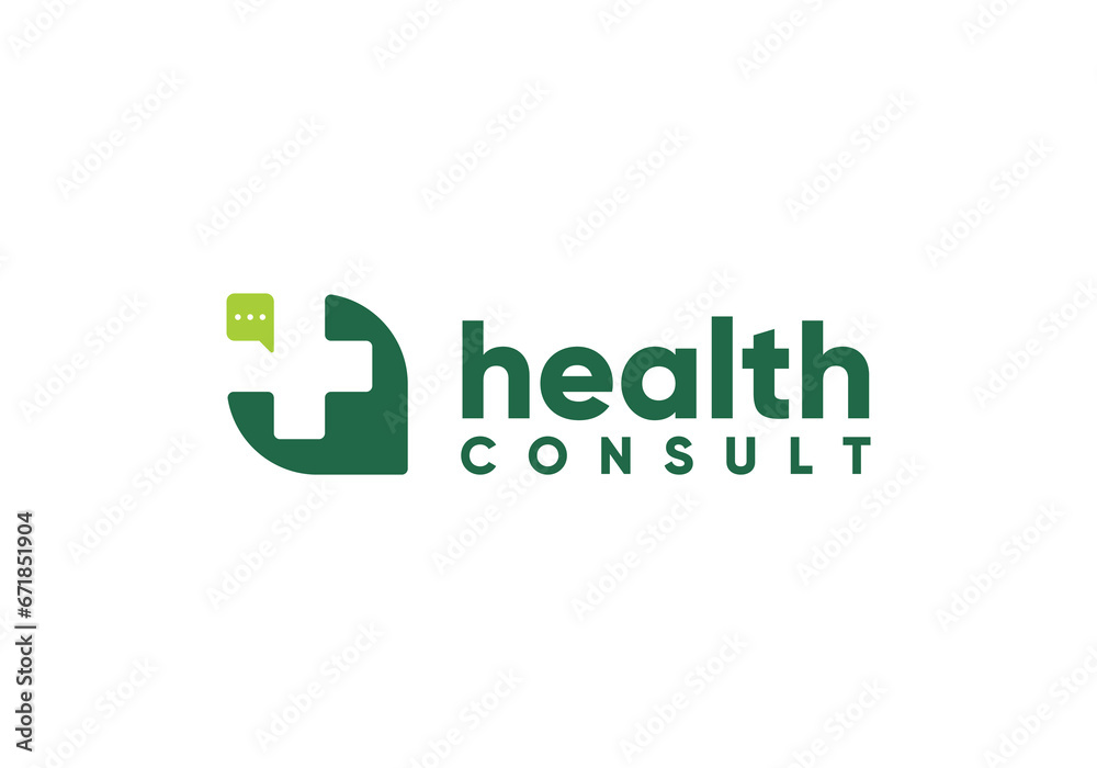 leaf chat logo design, simple modern health care symbol vector illustration