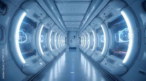 Inside a spaceship hallway
