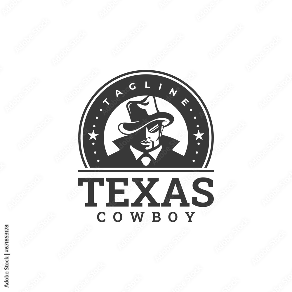 vector stamp logo with classic and vintage style cowboy theme