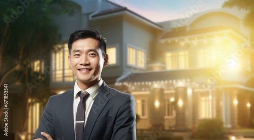 Asian Man Real Estate Agent Industry Lifestyle Environment Generative AI © Johnathan
