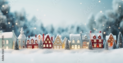 Wallpaper Mural Winter Wonderland: Vintage-Style Christmas Village with Snow Torontodigital.ca